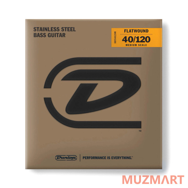Dunlop DBFS40120M Flatwound Stainless Steel Medium Scale Струны для 5-струнной бас гитары
