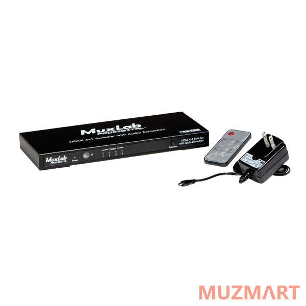 Muxlab 500437 Коммутатор 4х1 HDMI с деэмбедером аудио