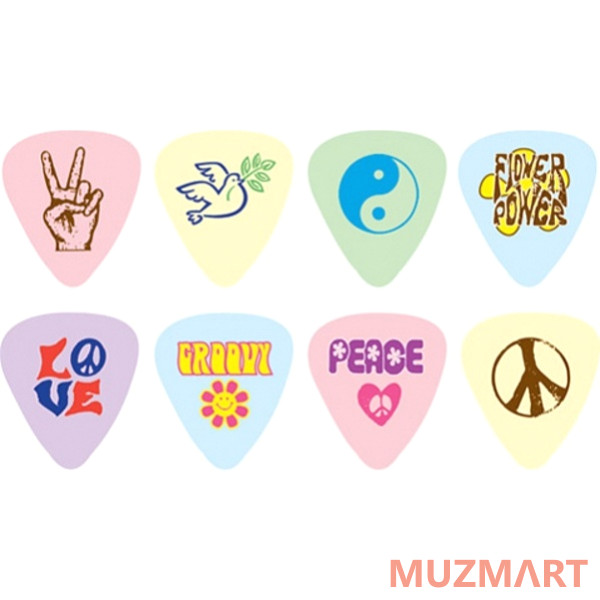 D'Andrea RPPLT PEACE&LOVE Медиаторы, тонкие, 12шт