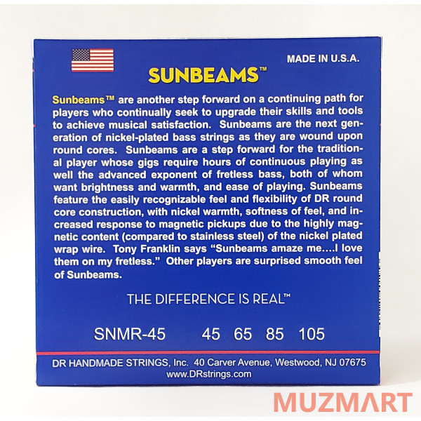 DR SNMR-45 SUNBEAM Струны для 4-струнной бас-гитары