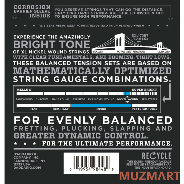 D'Addario EXL170BT Комплект струн для бас-гитары