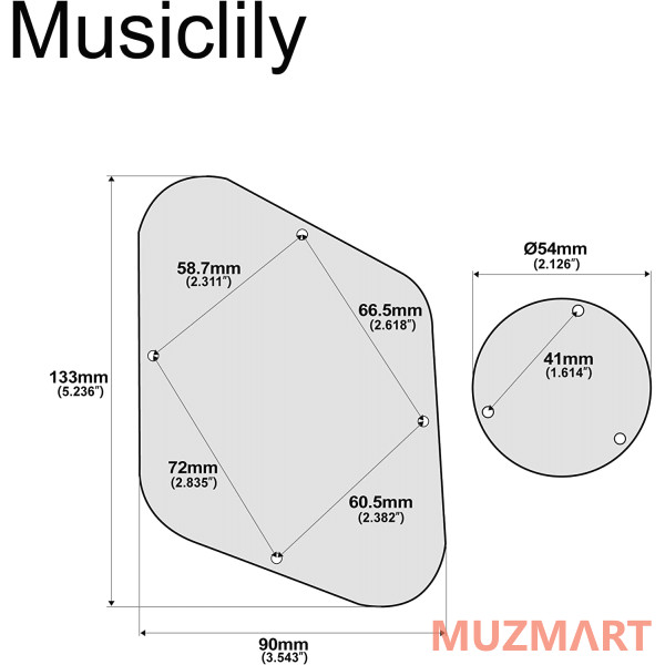 Musiclily MX0476 Задняя крышка темброблока для Gibson Les Paul, черная