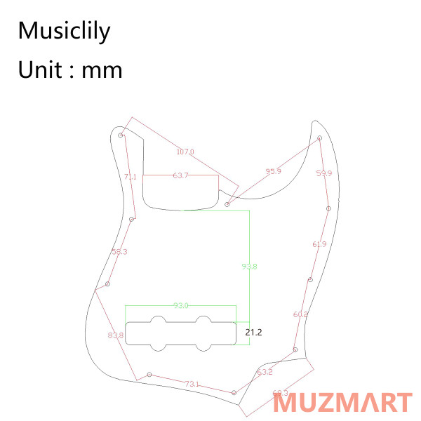 Musiclily MX0420 Защитная накладка бас-гитары Jazz Bass, 4 слоя, черепаший панцирь