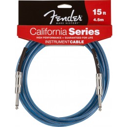 Fender 15' CALIFORNIA INSTRUMENT CABLE LAKE PLACID BLUE Инструментальный кабель Jack-Jack, 4,5м