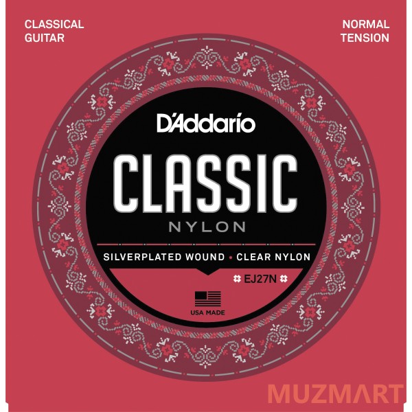 D'Addario EJ27N Струны для классической гитары, посеребренная медь