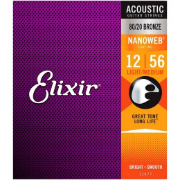 Elixir 11077 Nanoweb ANTI-RUST Light Струны  для акустической гитары