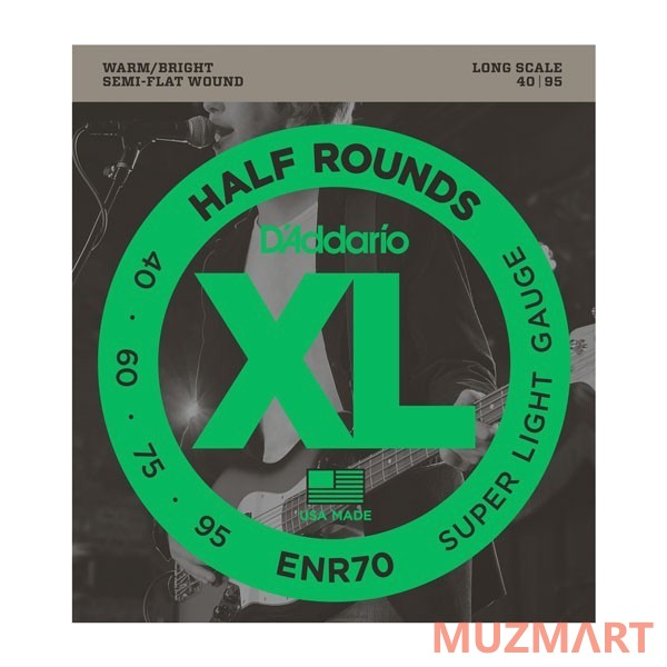 D'Addario ENR-70 Super Light Струны для 4-х струнной бас гитары