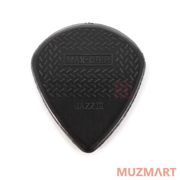 Dunlop 471P3S Max-Grip Nylon Jazz III Медиаторы, толщина 1,38мм, черные, 6шт